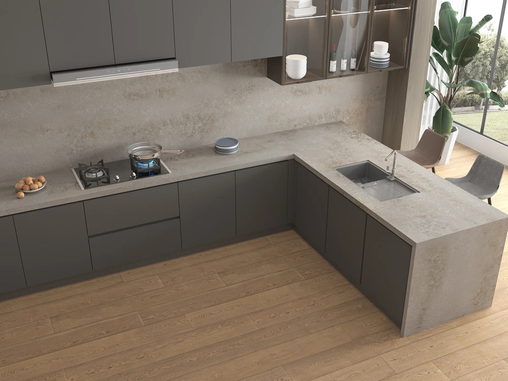 Grey stone kitchen benchtop