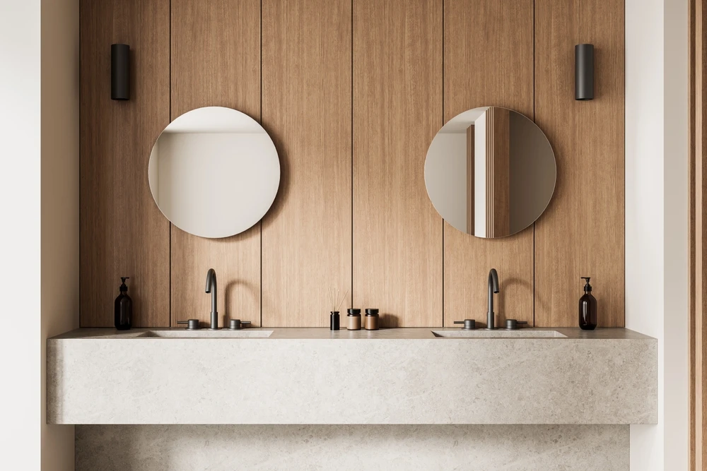 His and hers stone bathroom