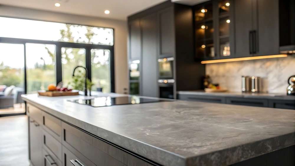 Grey marble kitchen island